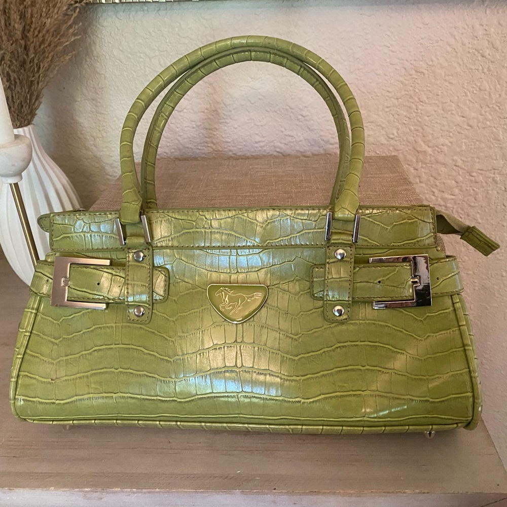 Mustang Reptile Lime Green Y2K Shoulder Bag